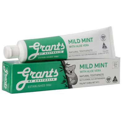 Grants Of Australia Natural Toothpaste Mild Mint with Aloe Vera 110g